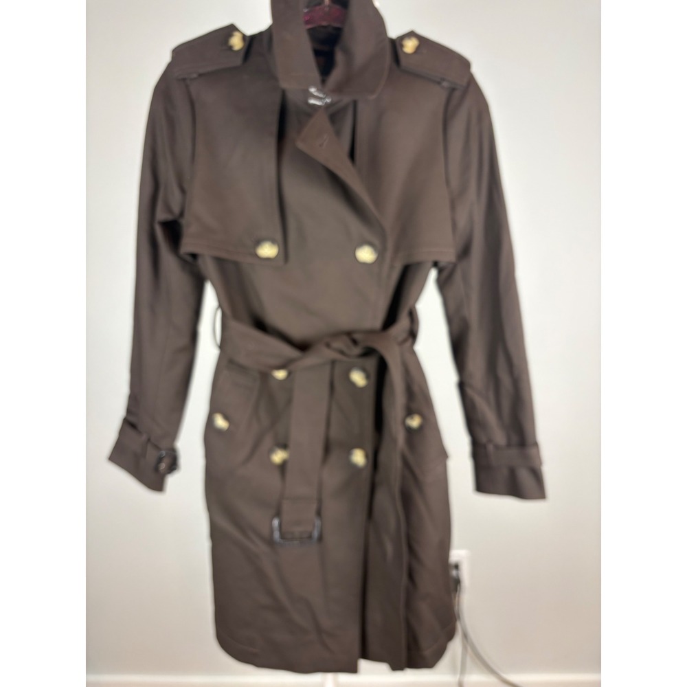 Club Monaco Matie Trench Coat Espresso Brown Belted Jacket Small NWT